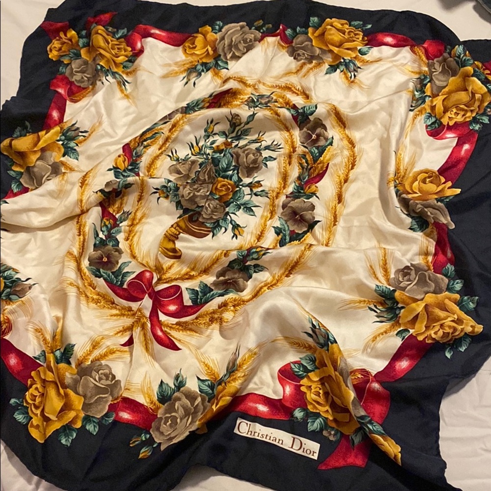 Christian Dior Floral Silk Scarf